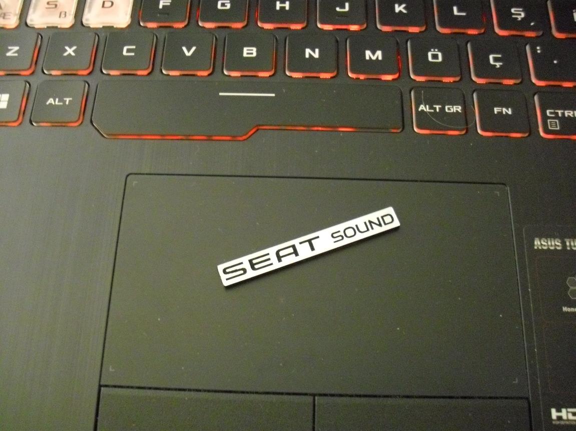 Seat sound gümüş üzeri siyah yazı