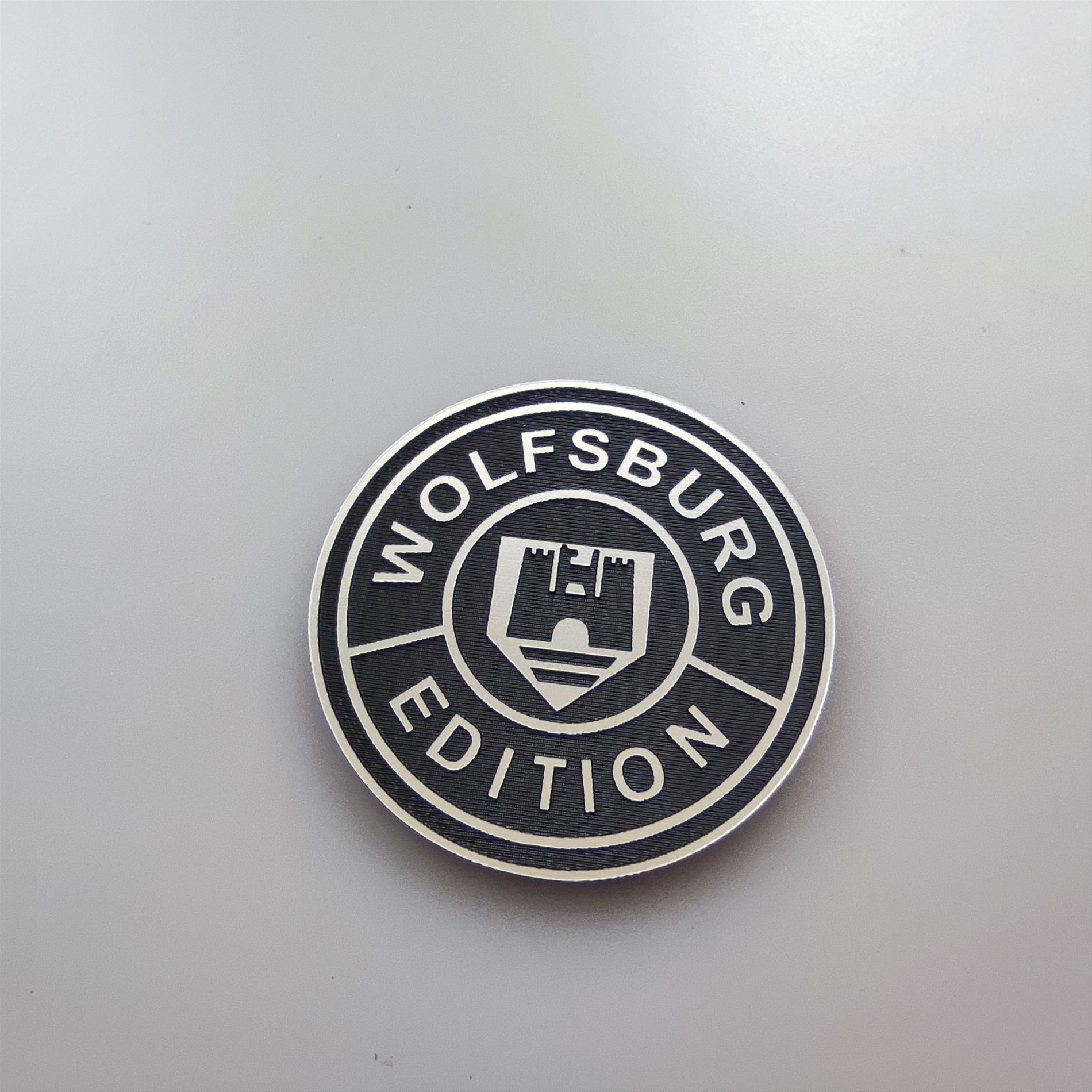 volkswagen wolfsburg edition yuvarlak plastik etiket