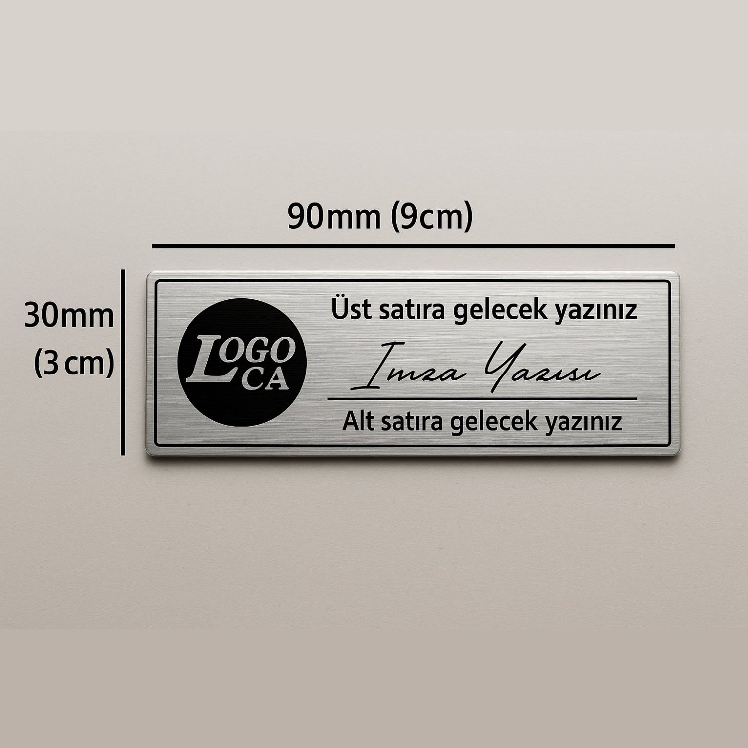 Kişiselleştirilebilir 9x3cm plastik etiket 