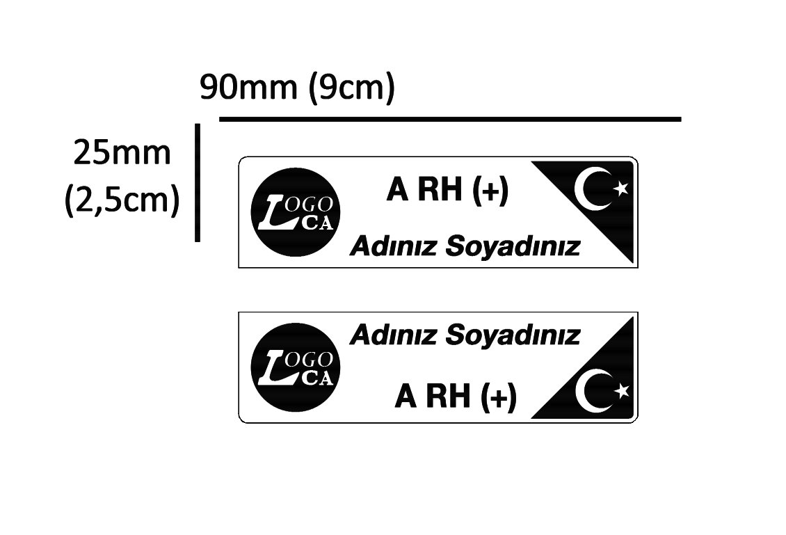 Motosiklet için Kan gurubu etiketi Türk bayraklı ve logolu