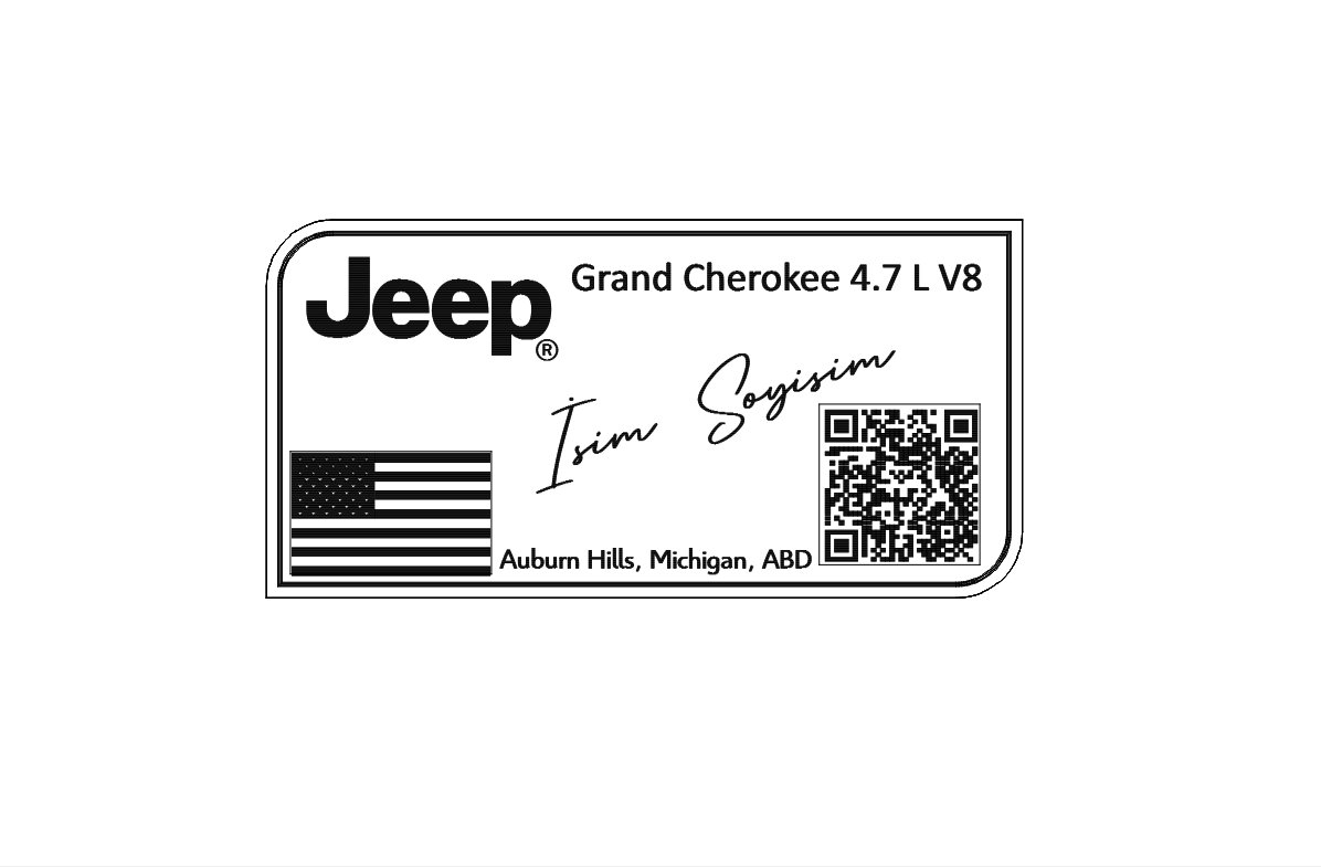 Jeep için Kişiselleştirilmiş QR Kodlu Plastik Etiket  1 adet
