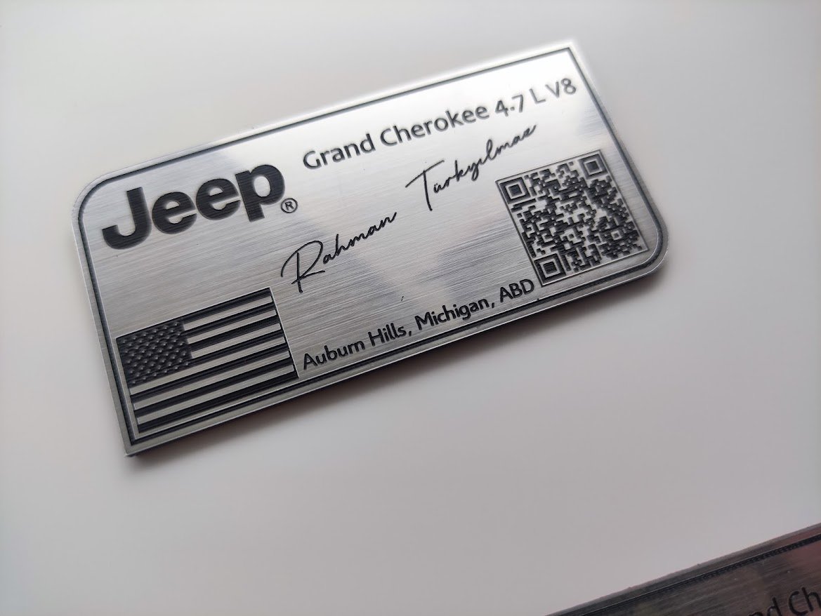 Jeep için Kişiselleştirilmiş QR Kodlu Plastik Etiket  1 adet - Resim 2